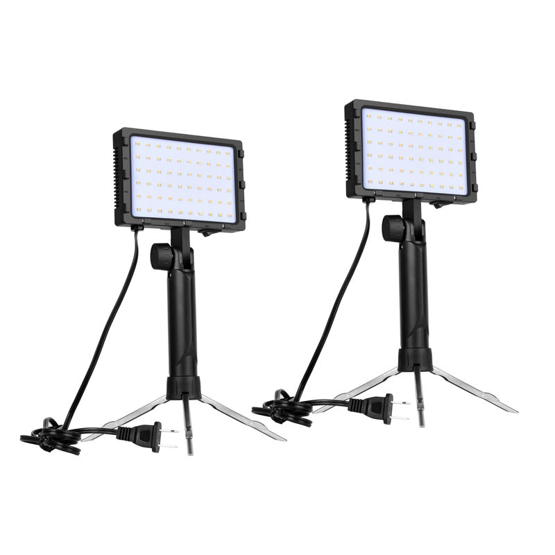 EMART طقم إضاءة تصوير محمول مستمر EMART 60 LED للطاولة مع حامل ثلاثي القوائم قابل للتعديل ومرشحات ألوان - 2 عبوة - Image 1
